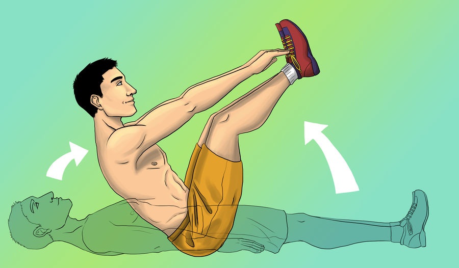 6 pack abs exercise step 1